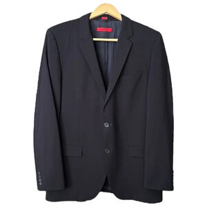 HUGO BOSS Aamon Hago Navy Blue Wool Career Blazer Sport Coat Red Label Size 42L